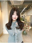 ★ ミルクティーアッシュ20代30代ぱっつん前髪ボブパーマ