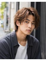 MEN's Baguz MEN'Sカット/ MEN'Sパーマ/ MEN'Sカラー 色気ニュアンスパーマ×韓国風ミディアムレイヤー束感メンズヘア