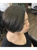 くびれショートボブ30代40代白髪染めでもグレージュができます！