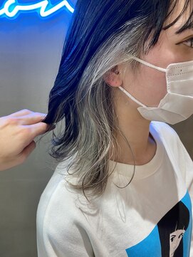 ロンドポレール 北千住(Lond polaire) 【航治郎】外ハネボブ/インナーカラー/ペールベージュ