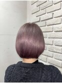 ラベンダーベージュ/裾カラー/ハイトーンボブ/池袋