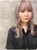 シルバーラベージュフェイスレイヤーロング