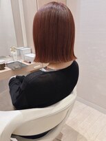 コーエン(cowen) チェリーレッド外ハネ切りっぱなしボブ似合わせイメチェン50代