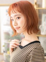 カバーヘア ブリス 大宮西口(COVER HAIR bliss) フレンチカジュアルオン眉前下がりボブパーマチェリーレッドc6