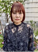 《大人可愛い♪》切りっぱなしボブ×艶髪オレンジベージュカラー
