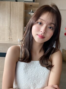 エトラ 渋谷店(etora) 韓国ヘア レイヤーカット くびれヘア  アプリコットオレンジ"