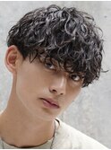渋谷シャドウパーマメンズカットラウンドマッシュウルフカット