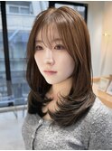 髪質改善＊顔周りレイヤーグレーブラウン＊美髪【Zina錦糸町】
