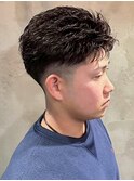 毛流れパーマ フェードカット 束感ショート 20代 30代