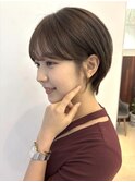 ナチュラルショート/くすみカラー/ミルクブラウン/20代30代40代