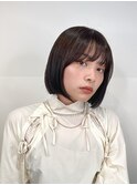 切りっぱなしボブ/シースルーバング/透明感カラー