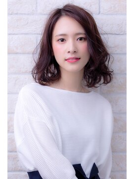 エルデ ナインズ ヘアー スタンド 川口店(elde 9's HAIR STAND) シルキーチョコレート&プリカールの大人ガーリーモードヘア