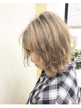 アース 錦糸町店(HAIR&MAKE EARTH) ハイトーンボブ×ブロンドベージュ