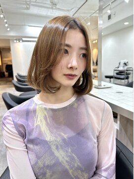 ヴィオットバイサロン(Viot by Salon) 前髪なし韓国美髪エアリーロングピンクブラウン切りっぱなしボブ