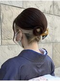 訪問着　ヘアセット　セミロング　和髪　まとめ髪　礼装　大阪