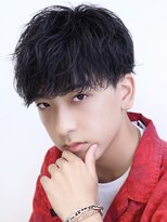 オーシャントーキョーオーバー 渋谷(OCEAN TOKYO OVER)&nbsp;韓国ヘアカルマパーマコンマバングセンターパート黒髪ウルフ