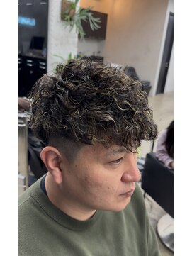 ランズ(LANDS) 《LANDS》メンズパーマ/ホワイトメッシュ/ダブルカラー/フェード