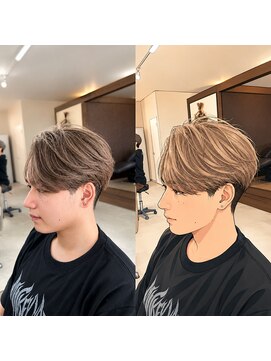 アヌ(ANU) 毛流れセンターパート×ミルクティーグレージュ