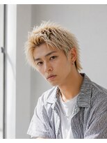 MEN's Baguz MEN'Sカット/ MEN'Sパーマ/ MEN'Sカラー ホワイトブロンド束感レイヤー韓国風メンズショート