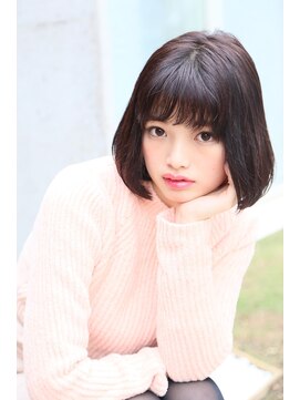 ロエナ(ROENA) 20代30代40代50代ひし形くびれデジタルパーマ黒髪短めバング小顔