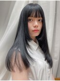 韓国ヘアーレイヤーカットぱっつん前髪大人ガーリーモード