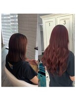 クラン ヘアーアンドスタジオ(CLAN hair & studio)&nbsp;ハイトーンカラープルエクステブリーチカラーレッドカラー