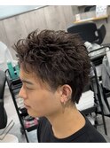 スパイキーショート短髪ランダムスパイキーパーマビジネスヘア