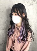 10代20代30代イヤリングエクステインナーカラーパープル艶感