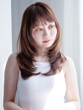 アルバム 池袋(ALBUM) 韓国ヘア顔周りレイヤー前髪カット暗めカラー_F90142