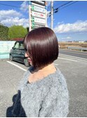 ワインレッド/暖色カラー/ボブ