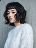 マッシュウルフボブパーマミルクティーベージュシルバーアッシュ