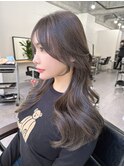 韓国ヘア くびれ巻き レイヤーカット ワンカール ブルーブラック