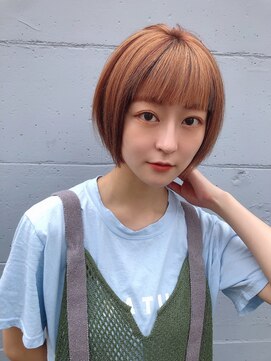 アローラ 三軒茶屋(Allora) オレンジ×フェミニン×スッキリミニボブ