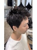 刈り上げセンターパートフェザーパーマサーフカールn