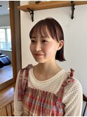 切りっぱなしボブ/暖色カラー/前髪/原宿神宮前