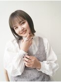切りっぱなしボブ/ワイドバング/前髪/原宿神宮前