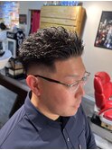 イケイケ注目！極道パーマホワイトメッシュ　スキンフェード