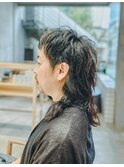 ウルフ/ツーブロック束感黒髪/シークレットパーマ/似合わせ