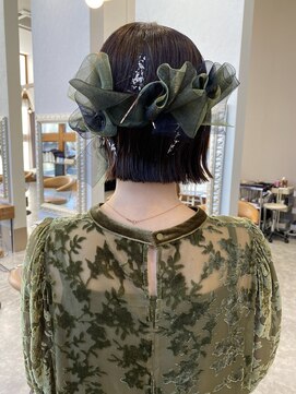 エムサロン 前橋川原(emusalon) 切りっぱなしボブ×りぼんアレンジ