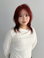 ノラ シンディ(NORA CYNDY) ハッシュカット ダブルカラー レッドオレンジ シャギーカット