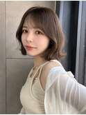 韓国くびれミディ×シースルーバング グレージュ s724