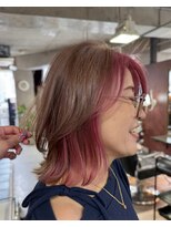 モモ(momo)&nbsp;ハイトーンインナーカラーイヤリングカラーミルクティーベージュ