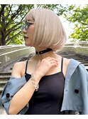 保存必須【海外風ハイトーンボブ】ミルクティーグレージュカラー