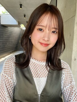 ガーデンヨコハマ(GARDEN YOKOHAMA) ミディアムレイヤーカット外ハネボブワイドバングイメチェン美髪