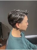 ビジネスツーブロック ニュアンスパーマ かきあげアップバング