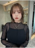 ボブに似合うインナーカラー/切りっぱなしくびれボブ