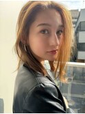 【MINX】くびれヘアアプリコットオレンジハイライトカラー_銀座