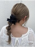 簡単ローポニーアレンジパーティーヘアセット韓国ヘア池袋