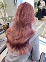 サンクマーケット 渋谷(cinq MARKET)&nbsp;渋谷ブリーチダブルカラーレイヤーカットピンクベージュ韓国ヘア