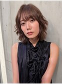 小顔夏カラー愛されショートボブヘーゼルブラウン大人可愛い